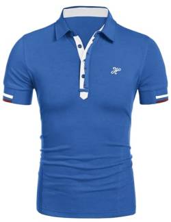 COOFANDY Herren Stickerei Poloshirt Kurzarm Männer Polo Shirts Herrenmode Alpha Sport T-Shirt Übergröße Polohemd Golf (Blau 3XL) von COOFANDY