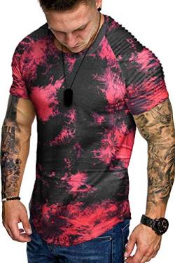 COOFANDY Herren T-Shirts Fitness Tshirt Rundhals Ausscnitt leichtes Tee Shirt Muscle Shirts für Sommer Schwarz/Rot XL von COOFANDY