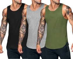 COOFANDY Herren Tank Top Quick Dry Sommer Sportliches Muskelshirts Slim Fit Unterhemd Herren Schwarz PAT4 L von COOFANDY