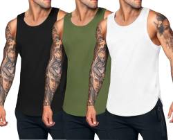 COOFANDY Herren Tank Top Sommer Slim Fit Fitness Sport-Tanktop für Herren Sport Ärmelloses Shirt Training Achselshirt PAT8 M von COOFANDY