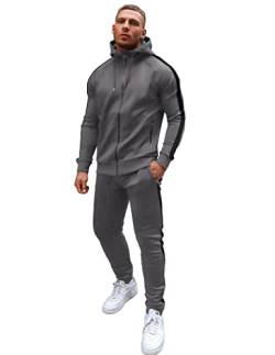 COOFANDY Herren Trainingsanzug Tracksuit Jogginghose Jogginganzug 2 Piece Hoodie Sportanzug Streatwear Casual Jogging Anzug Set mit Kapuze Grau XL von COOFANDY