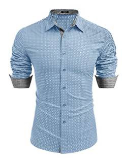 COOFANDY Herrenhemd Langarm Freizeithemden für Herren Comfort Fit Business Hemd Plaid Muster Freizeithemd Business PAT16 XXL von COOFANDY