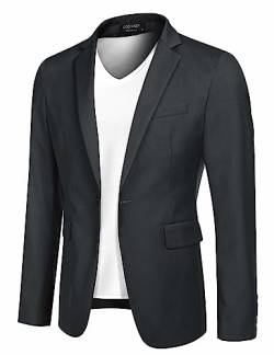 COOFANDY Herrensakko Herren Anzug Sakko 1 Knöpfe Blazer Anzugjacke Business Sakko Anzug-Jackett Regular Fit Dunkelgrau S von COOFANDY