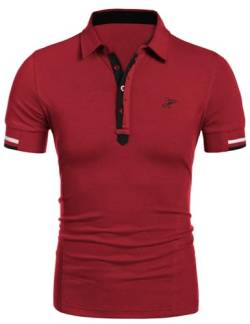 COOFANDY Männer Polo Herren Poloshirt Kurzarm Stickerei Übergröße T-Shirt Männer Polohemd Golf Shirts Herrenmode Alpha Sport (Rot 3XL) von COOFANDY
