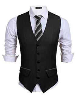 COOFANDY Men's Business Suit Vest Slim Fit Dress Vest Wedding Waistcoat (Medium, Black von COOFANDY