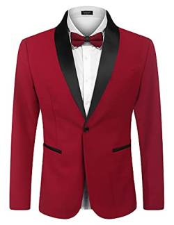 COOFANDY Men's Tuxedo Jacket Wedding Blazer One Button Dress Suit for Dinner,Prom,Party (Red, Large) von COOFANDY