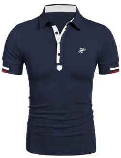 COOFANDY Polohemd Herren Classic Männer Polo Shirt T-Shirts Sportshirt Basic Poloshirt Kurzarm Golf Polos (Marineblau L) von COOFANDY