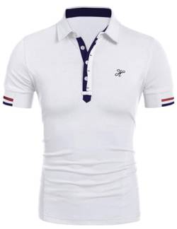 COOFANDY Polohemd Kurzarm Männner Casual Herren Polo Shirt Golf Tennis Polo Shirts Elegante Workwear (Weiß XXL) von COOFANDY