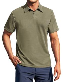 COOFANDY Poloshirt für Herren Kurzarm Waffel Sommer Hemd Polo Shirts Männer Sport T-Shirt Golf Regular Fit Armeegrün XL von COOFANDY