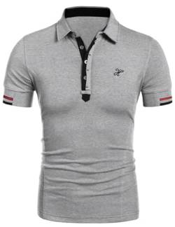 COOFANDY Poloshirts für Herren Klassisch Polohemd Baumwolle Polo Tees Freizeit Golf Tennisoberteile (Grau L) von COOFANDY