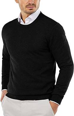 COOFANDY Pullover Herren Schwarz Rundhalsausschnitt Strickpullover Slim Fit Feinstrick Winterpullover Sweater M von COOFANDY