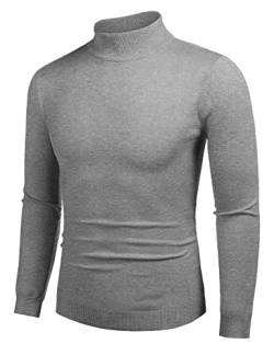 COOFANDY Pullover für Herren Rollkragenpullover Winter Warm Rollkragen Pullover Pulli Oberteile Grau M von COOFANDY