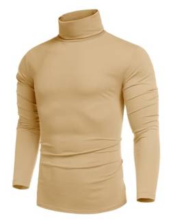 COOFANDY Rollkragenpullover Herren Slim Fit Rollkragen Langarmshirts Slim Fit Unterzieh Leichter Rollkragenpullover Rolli Longsleeve Turtleneck Shirt Pullover Khaki M von COOFANDY