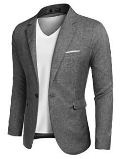 COOFANDY Sakko Herren Anzugjacke für Männer Blazer Anzug Slim Fit Leicht Sportsakko Solid Klassich EIN Knopf Grau S von COOFANDY