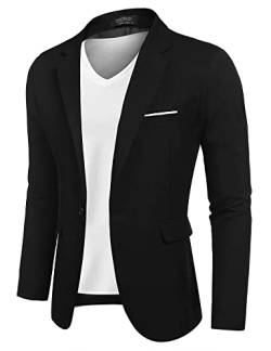 COOFANDY Sakko Herren Regular Fit Modern Blazer Männer Anzugjacke Herbst Sportlich Jacke Comfort Fit Schwarz XXL von COOFANDY