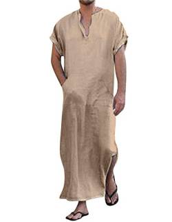 COOFANDY Schlafanzug Pyjama Herren Schlafanzug Nachtwäsche Kurze aerme Sommer Schlafanzug Khaki L von COOFANDY