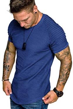 COOFANDY T-Shirt Herren Slim Fit T Shirts Männer Sommer Basic T-Shirts für Männer Fashion Top Sport Tee Blau S von COOFANDY