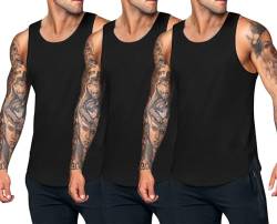 COOFANDY Tank Top Herren Muskelshirts Sommer Sport Bodybuilding Ärmelloses Unterhemd Männer Tanktops Schwarz Bodybuilding Achselshirt PAT6 XL von COOFANDY