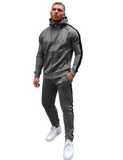 COOFANDY Trainingsanzug Herren Jogginganzug 2 Piece Casual Tracksuit Sportanzug Traininghose Sweatsuits Hoodie Pullover Full Zip Hoody Sweatshirt Dunkelgrau XXL von COOFANDY