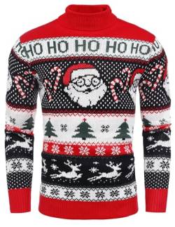 COOFANDY Weihnachtpullover Herren Hässlich Weihnachten Rollkragenpullover Strick Norweger Pullover von COOFANDY