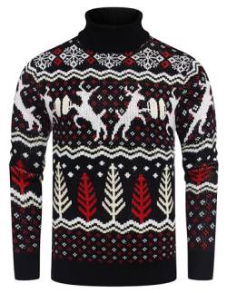 COOFANDY Weihnachtspullover Herren Norweger Pullover 3D Druck Rollkragenpullover Weihnachten Hässlicher Ugly Christmas Sweater von COOFANDY