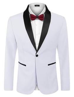 Coofandy Herren Smokingjacke Hochzeit Blazer Ein-Knopf Kleid Anzug für Abendessen, Abschlussball, Party, 01_white, XX-Large von COOFANDY