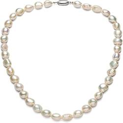 Barock Perlenkette für Frauen Qualität Süßwasser-Zuchtperlen Strang Halskette mit Silberverschluss von COOKOE
