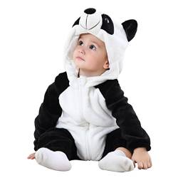 COOKY.D Baby-Strampler mit Kapuze, Flanell, für Winter, 3-36 Monate, panda, 68 von COOKY.D