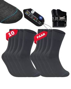 COOL7 10 Paar Socken Herren Grau (Anthrazit) 43-46 Herrensocken| 10'er Pack | mit Komfortbund Atmungsaktive Business Baumwoll Socks Men von COOL7