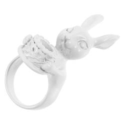 COOLHIYA Kaninchen-Kerzenring Kaninchen-Statement-Ringe Osterring-Kerzenhalter Entzückende Ringe im Hasen-Design einzigartige Ringe Persönlichkeit Zubehör Damenring Schmuck von COOLHIYA