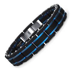 COOLMAN Armband Herren Schmuck Herrenarmband Edelstahl Männer Armbänder Herrenschmuck Einstellbarem Blau & Schwarz 16.5-17.8 cm von COOLMAN