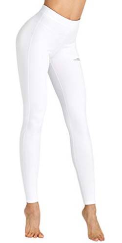 COOLOMG Damen Leggings Winter Thermo Leggings lang Fitness Workout Laufhose Sporthose Yogahose Weiß L von COOLOMG
