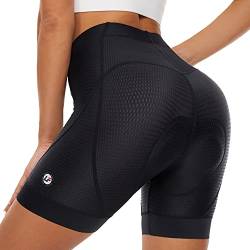 COOLOMG Damen Radunterhose Radsportshorts Fahrradhose mit Sitzpolster 3D gepolstert Radhose Schwarz L von COOLOMG