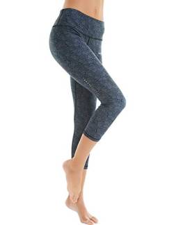 COOLOMG Damen Sport Leggings Laufhose 3/4 lang mit Taschen Yogahose Kompressionshose Kreis_schwarz S von COOLOMG