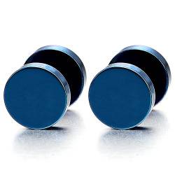 8MM Blau Kreis Herren Damen Ohrstecker Ohrringe Fake plugs Ohr Cheater Tunnel Gauges Ohr-Piercing Edelstahl, 1 Paar von COOLSTEELANDBEYOND