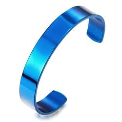 COOLSTEELANDBEYOND 19CM Klassiker Herren Damen Verstellbare Armband Armreif Edelstahl Blau Farben Poliert von COOLSTEELANDBEYOND