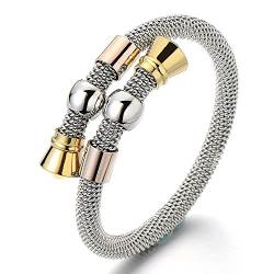 COOLSTEELANDBEYOND Edelstahl Damen-Armband Armreif Gold Silber Zwei Töne Poliert von COOLSTEELANDBEYOND