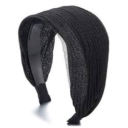 COOLSTEELANDBEYOND Elegante Klassischer Breiten Breitseite Schwarz Glänzend Stripes Spitze Haarreif Haarkranz Stirnband Kopfband Haarband von COOLSTEELANDBEYOND