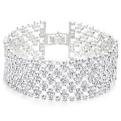 COOLSTEELANDBEYOND Funkelnden Blumen Gewebt Strass Pflastern Pave Cluster Breiten Armreif Armband von COOLSTEELANDBEYOND