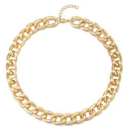 COOLSTEELANDBEYOND Goldfarben Statement Halskette, Strukturierte Kreise Gliederkette Große Halsband Choker Halskette, Partei Abendkleid von COOLSTEELANDBEYOND