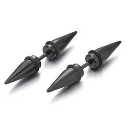 COOLSTEELANDBEYOND Paar Schwarz Doppelspitze Spike Ohrstecker aus Edelstahl, Herren Damen Gestüt Ohrringe Fakeplugs Fake Piercing von COOLSTEELANDBEYOND