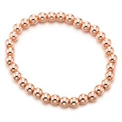 COOLSTEELANDBEYOND Roségold Exquisiten Stil Damen Herren Elastisch Perlen-Armband von COOLSTEELANDBEYOND