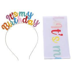 COOPHYA 1 Satz Prinzessinnen-geburtstagsschärpe Ist Meine Geburtstagsschärpe Tiara Geburtstags-party-set Geburtstagskronenschärpe Alles Zum Geburtstag-outfits Satin Stirnband Bilden von COOPHYA