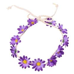 COOPHYA 2 Stück 11 Braut Blumenkopfschmuck verstellbares Blumenstirnband Foto Stütze Blumenkrone haarschmuck Bohemien Kranz Heiligenschein Kopfbedeckung Strand Violett von COOPHYA