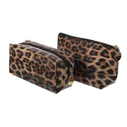 COOPHYA 2St Leopard-Kosmetiktasche Reise-Kosmetiktasche Reise-Kulturbeutel Make-up-Taschen Schminktäschchen mit Leopardenmuster Kosmetiktasche mit Reißverschluss Multifunktion Handtasche von COOPHYA