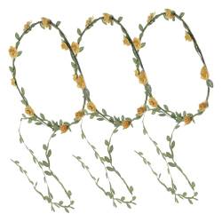 COOPHYA 3St haarschmuck Brautjungfern-Blumenkrone Boho-Blumenkronen Hochzeitsgirlande Hochzeit Blumenkrone Haarband Rosen Stirnband Suite Kranz Fräulein Armband Papier von COOPHYA