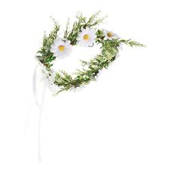 COOPHYA Boho-Kranz haarschmuck haarband mädchen stirnbänder Kopfkranz jäten Girlande Blumenstirnband mit Schleife für die Hochzeit Blumenkrone Blumenmädchen Kopfbedeckung Zubehör Braut von COOPHYA