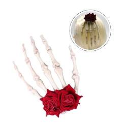 COOPHYA Handknochen Haarnadel Schädel Skelett Haarschmuck Rot Sport Fräulein Kopftaste Rosen von COOPHYA