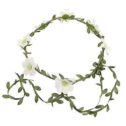COOPHYA floraler Braut-Heiligenschein Blatthaarkranz Blumengirlande Haargummi Haarband Stirnband für Damen Fee Kopfschmuck die Blumen Kleine faltige Chrysantheme Schleife von COOPHYA