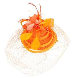 Tea-Party-Hut Haarschmuck für Frauen Hochzeitsschleier Stirnbänder für Damen Schleier Stirnband mit Haarspange Gefiederte Tea-Party-Hüte Fascinator-Hut hochzeit braut hut Nylon von COOPHYA
